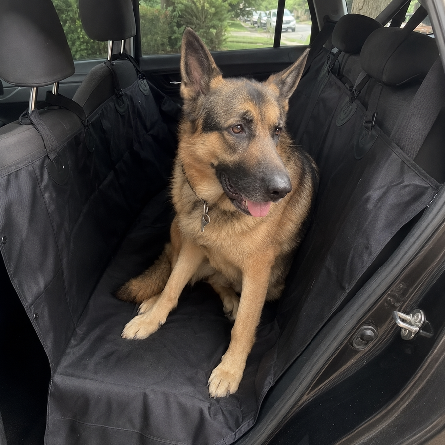 Cliente usando la funda protectora en su coche